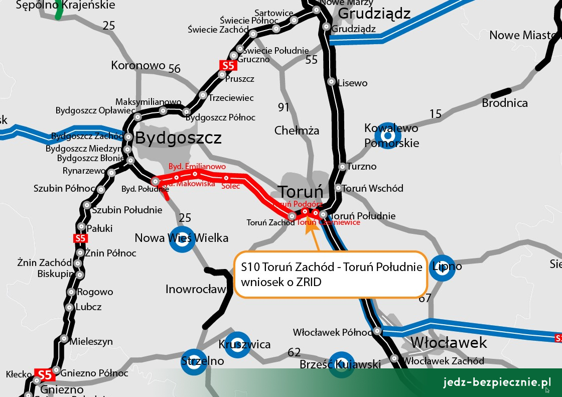 Polskie drogi | Wniosek o zezwolenie na rozpoczęcie budowy S10 Toruń Zachód - Toruń Południe